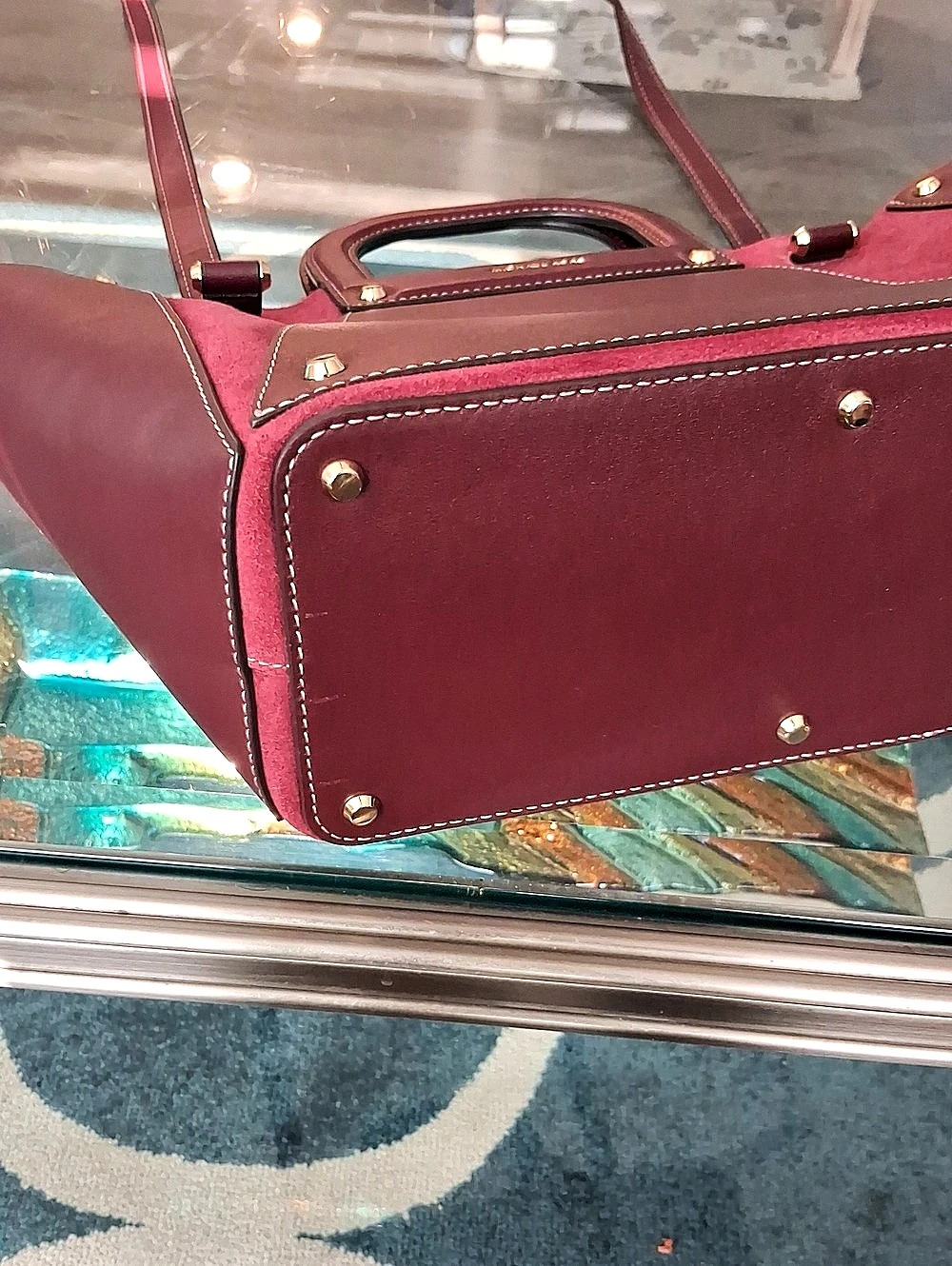 Michael Kors Avril Extra-Large Leather and Suede Tote Bag, Burgundy - Picture 7 of 12